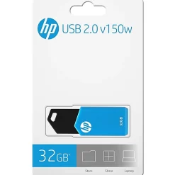 HP v150w USB 2.0 Flash Drive, 32GB, Blue