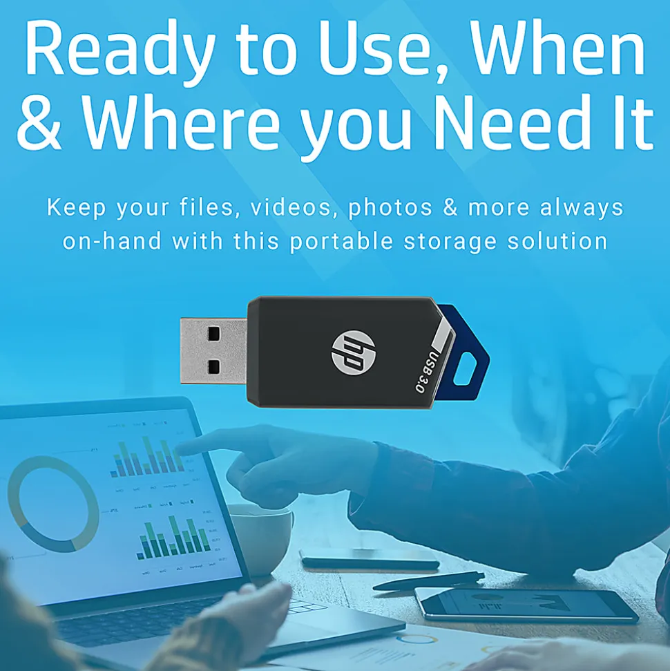 HP x900w USB 3.0 Flash Drives, 32GB, Gray/Blue, Pack Of 2 Flash Drives