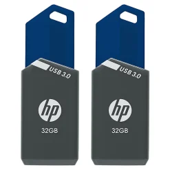 HP x900w USB 3.0 Flash Drives, 32GB, Gray/Blue, Pack Of 2 Flash Drives