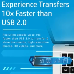 HP x900w USB 3.0 Flash Drives, 32GB, Gray/Blue, Pack Of 2 Flash Drives