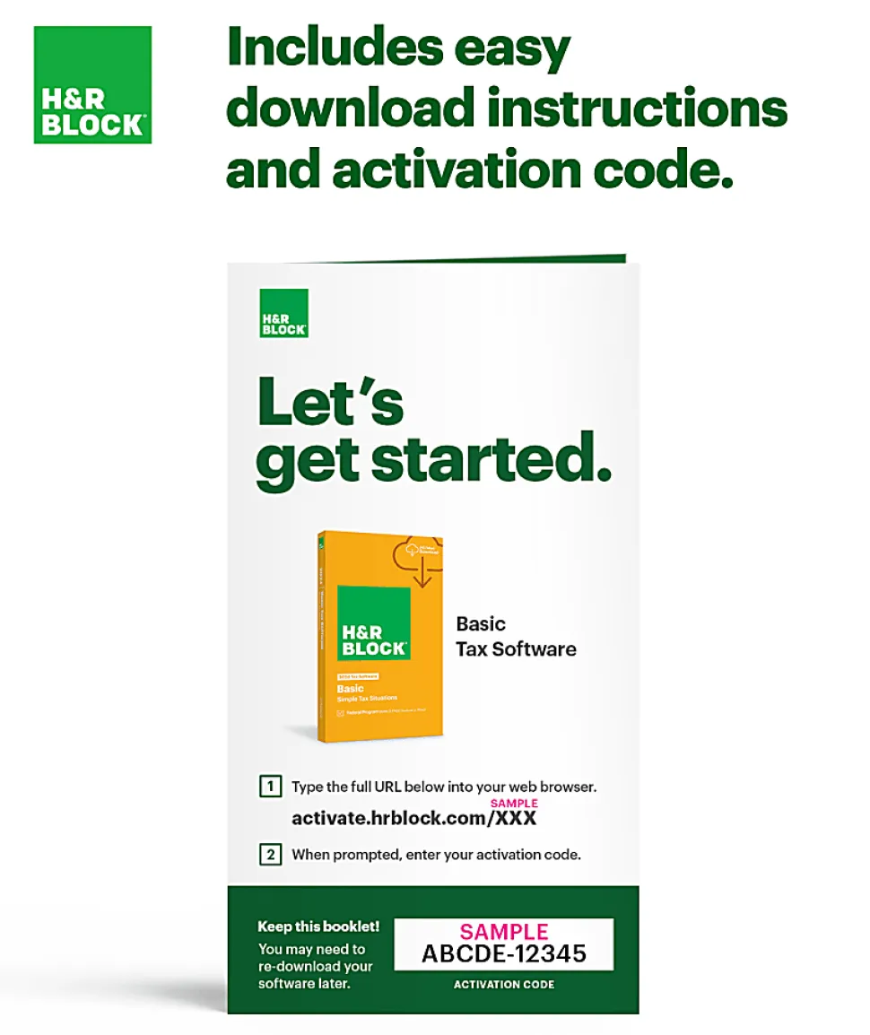 H&R Block Basic Tax Software, 2024, Windows/Mac, Product Key/Download