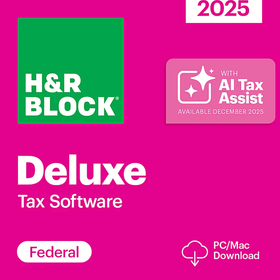 H&R Block Deluxe Tax Software, 2025, Windows/Mac, Download