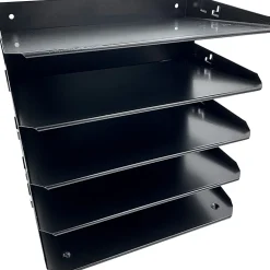 Huron Horizontal Slots Desk Organizer, 5 Compartment(s), Horizontal, 12"H x 8.75"W x 12"D, Durable, Black, Steel