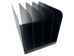 Huron Vertical Desk Organizer, 4 Compartment(s), Vertical, 7.75"H x 11"W x 11"D, Durable, Black, Steel