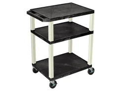 H. Wilson Luxor Tuffy 3-Shelf Cart, 24"W x 18"D, Black