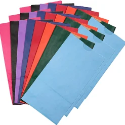 Hygloss Gusseted Flat Bottom Paper Bags, Size #6, Bright Assorted Colors, 28 Bags Per Pack, Set Of 3 Packs