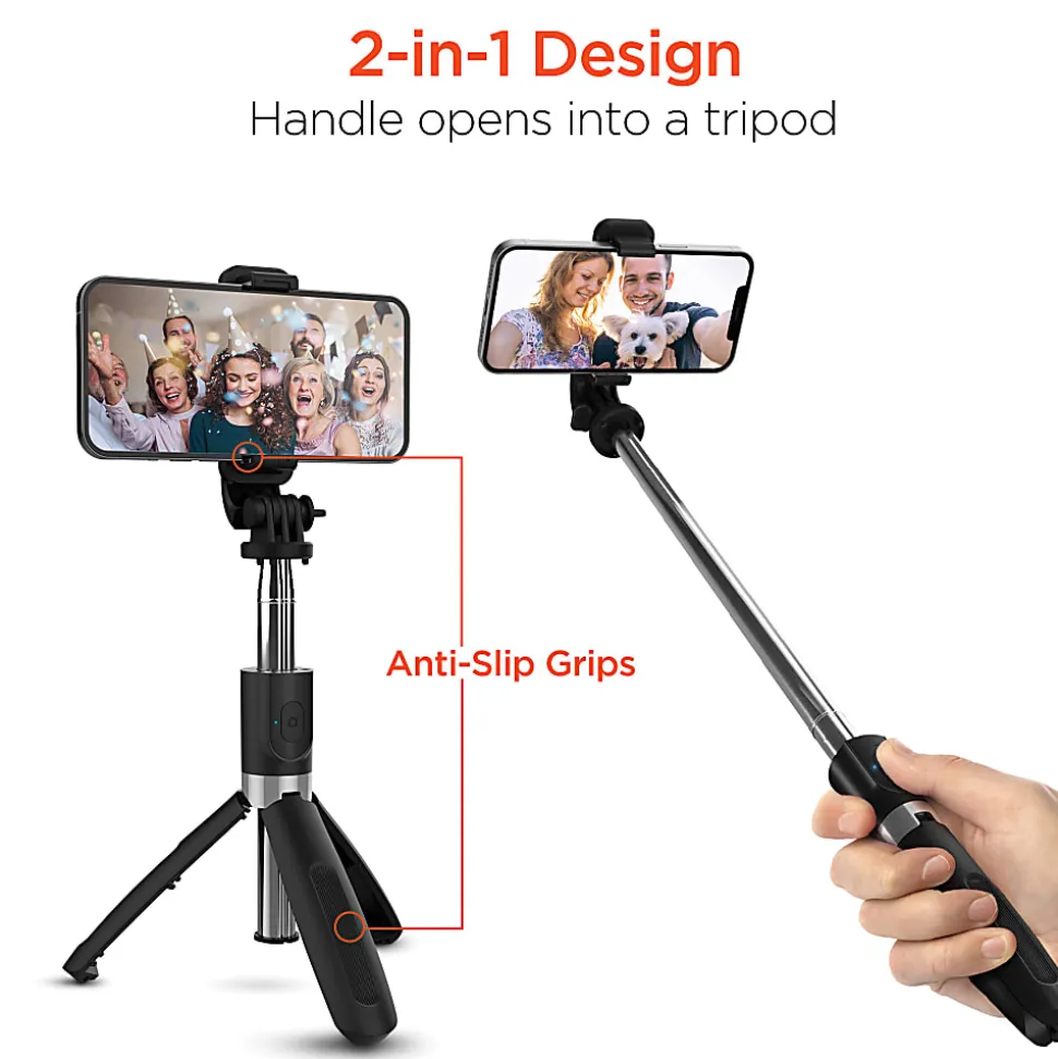 HyperGear SnapShot Wireless Selfie Stick, 7-1/2”H x 1-7/16”W x 1-13/16”L, Black, HPL15437