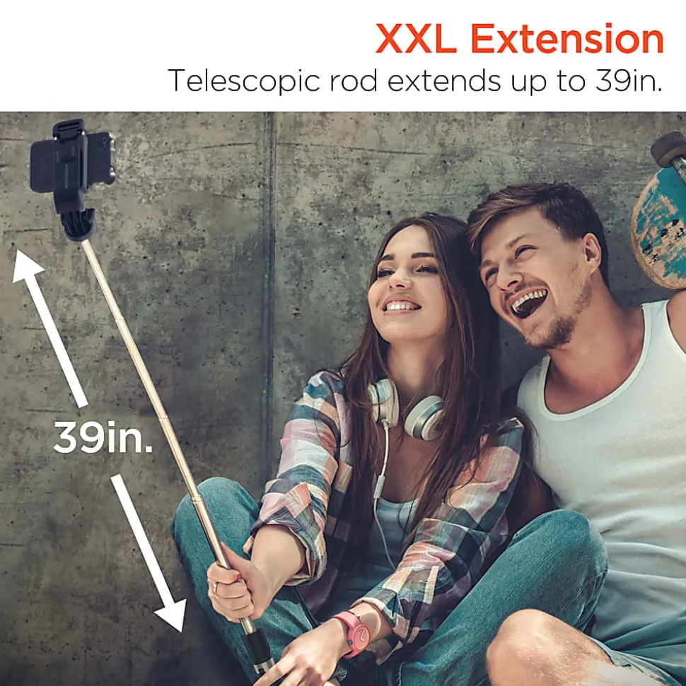 HyperGear SnapShot Wireless Selfie Stick, 7-1/2”H x 1-7/16”W x 1-13/16”L, Black, HPL15437