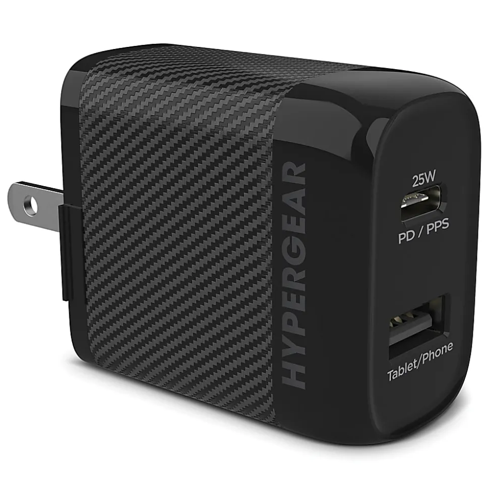HyperGear SpeedBoost PD Dual-Output USB Wall Charger For iPhone And Android, Black, HPL15625