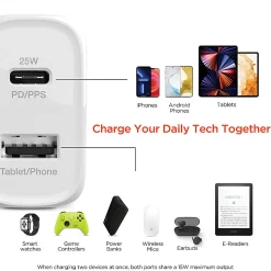 HyperGear SpeedBoost 25W PD Dual-Output Lightning Wall Charger Kit For iPhone®/iPad®/iPod, White, HPL15627