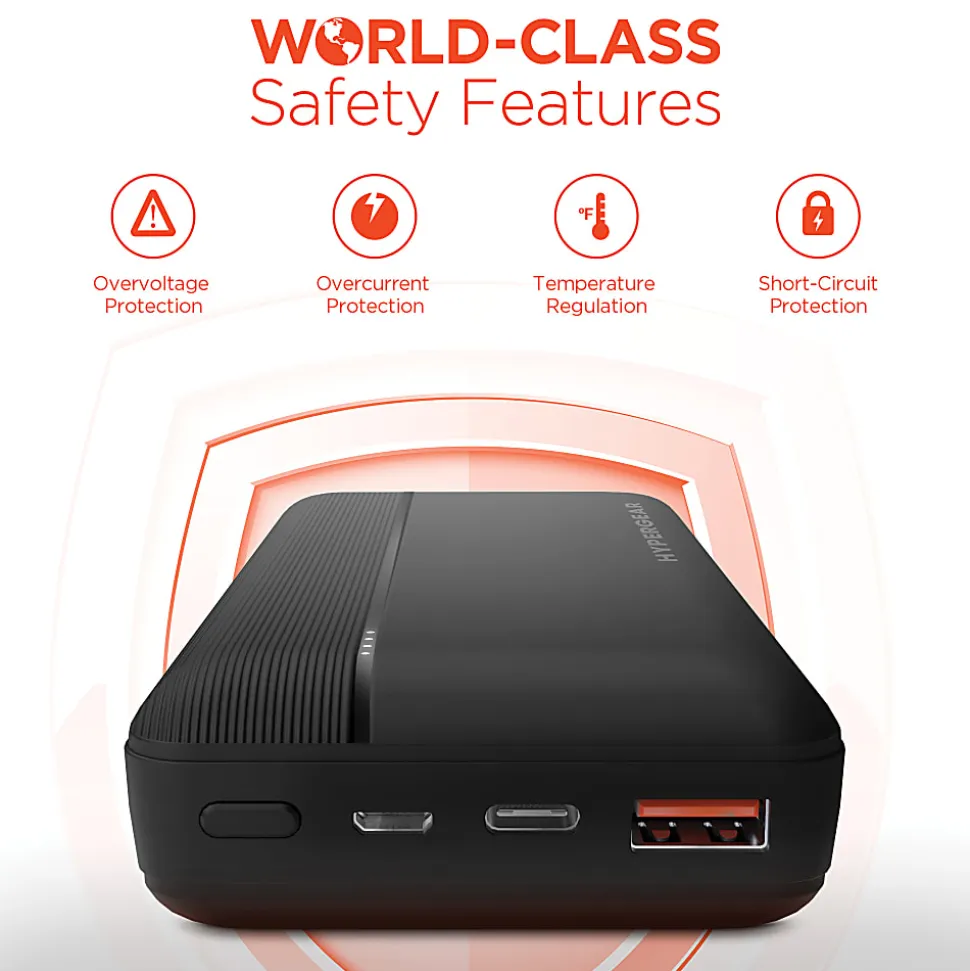 HyperGear USB-C Fast Charge Power Bank For iPhone® And Android, Black, 15458