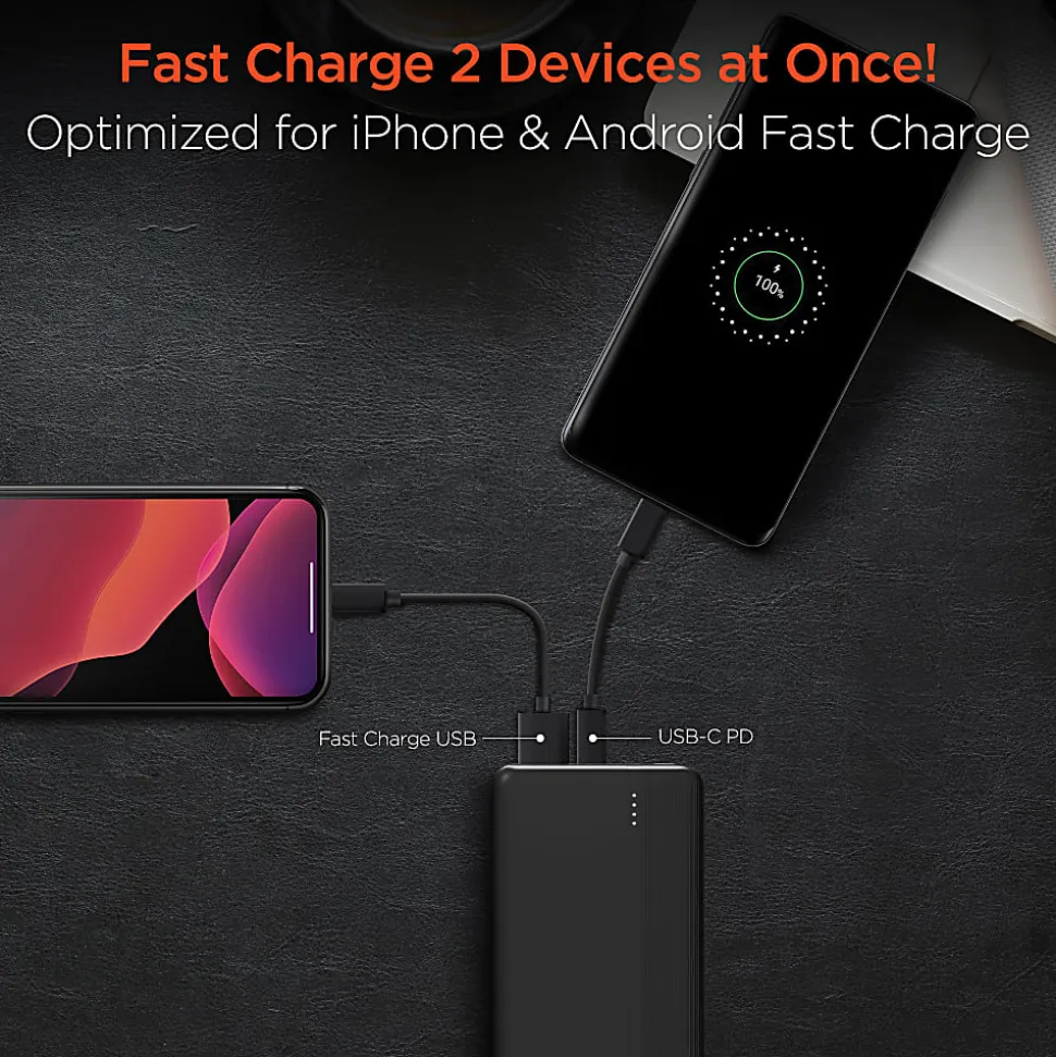 HyperGear USB-C Fast Charge Power Bank For iPhone® And Android, Black, 15458
