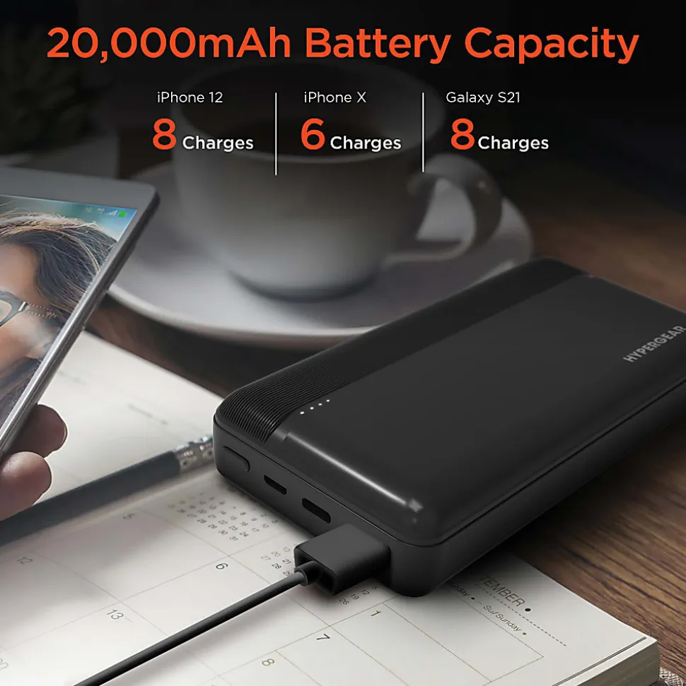 HyperGear USB-C Fast Charge Power Bank For iPhone® And Android, Black, 15458