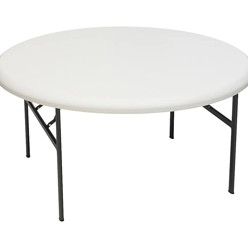 Iceberg Indestruct-Table Too Round Folding Table, 29"H x 60"D, Platinum/Gray