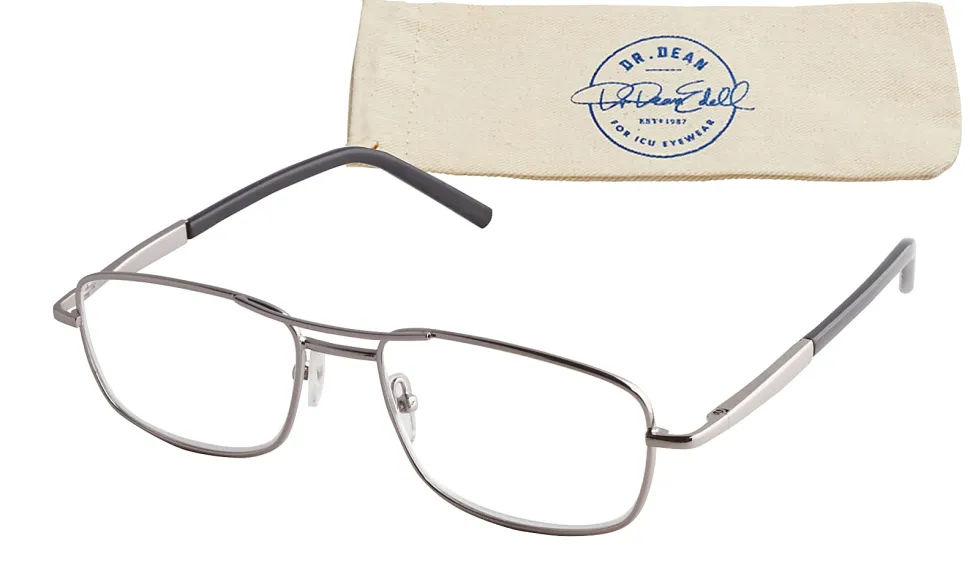 ICU Eyewear DDE Men's Reader Glasses, Silver, +1.25