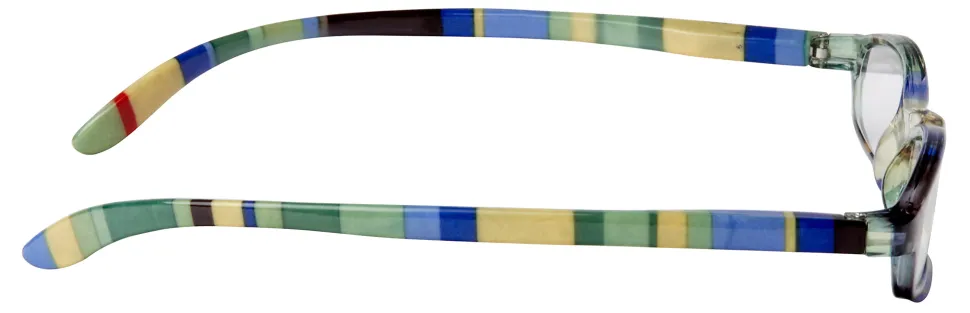 ICU Eyewear Rectangular Striped Reading Glasses, Green, +2.50