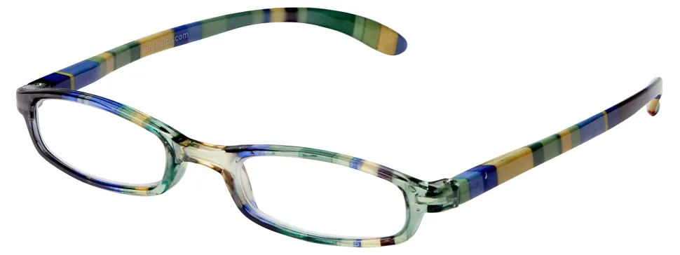 ICU Eyewear Rectangular Striped Reading Glasses, Green, +1.50