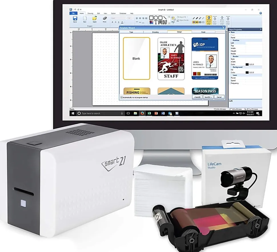 IDP SMART-21S Desktop Color ID Card Printer Bundle