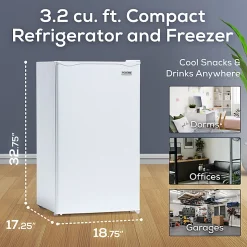 Igloo 3.2 Cu. Ft. Classic Compact Single Door Refrigerator With Freezer, White, Total Qty 1