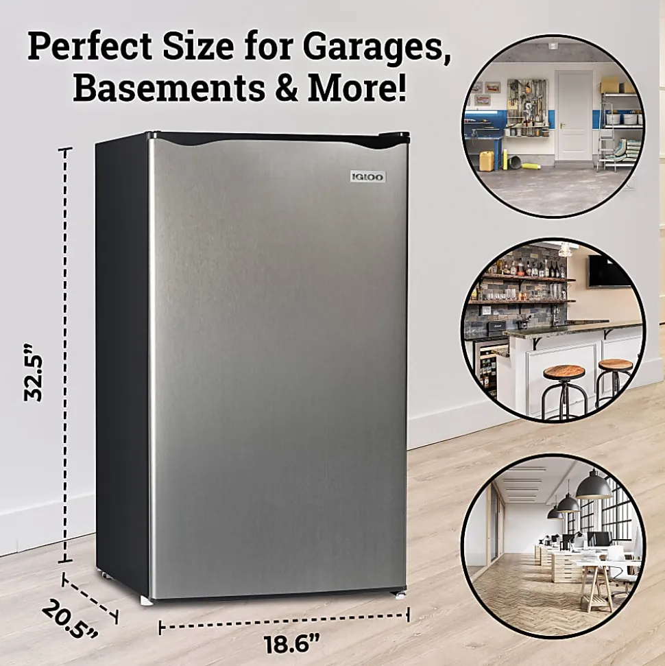 Igloo 3.2 Cu. Ft. Mini Refrigerator With Freezer, Platinum