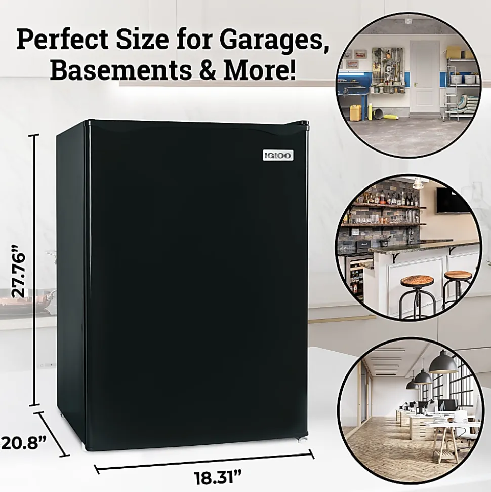 Igloo 2.6 Cu. Ft. Mini Single Door Refrigerator Freezer, Black