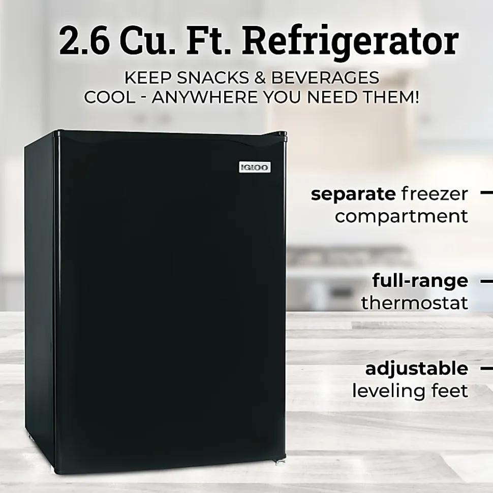 Igloo 2.6 Cu. Ft. Mini Single Door Refrigerator Freezer, Black