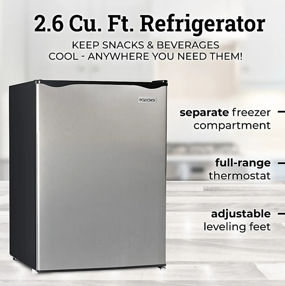 Igloo 2.6 Cu. Ft. Mini Single Door Refrigerator Freezer, Platinum
