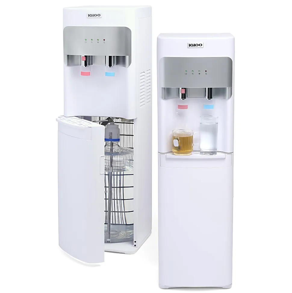 Igloo 3- & 5-Gallon Hot/Cold Bottom-Load Water Dispenser, 41-1/4”H x 12-1/4”W x 14-1/4”D, White
