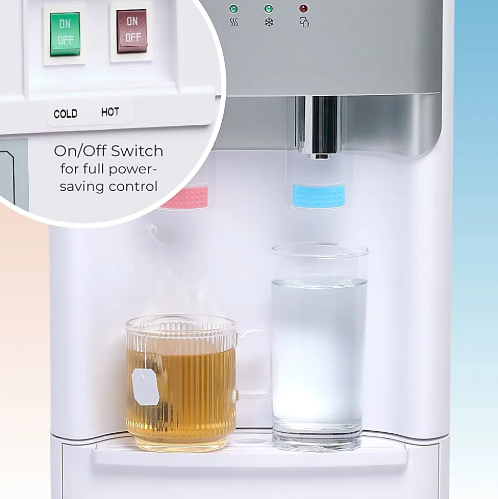 Igloo 3- & 5-Gallon Hot/Cold Bottom-Load Water Dispenser, 41-1/4”H x 12-1/4”W x 14-1/4”D, White
