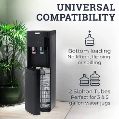 Igloo 3- & 5-Gallon Hot/Cold Bottom-Load Water Dispenser, 41-1/4”H x 12-1/4”W x 14-1/4”D, Black