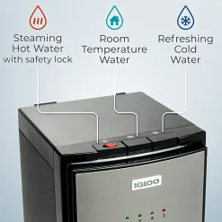 Igloo Hot/Cold Bottom-Load Water Dispenser, 39-13/16”H x 10-1/4”W x 13”D, Silver