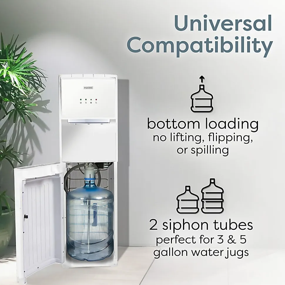Igloo Hot, Cold & Room Temperature Bottom-Load Water Dispenser, 5-Gallon, White, Total Qty 1