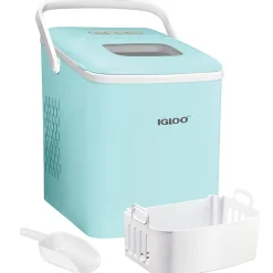 Igloo 26 Lb Automatic Self-Cleaning Portable Countertop Ice Maker With Handle, Aqua