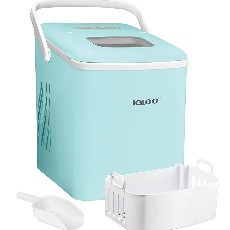 Igloo 26 Lb Automatic Self-Cleaning Portable Countertop Ice Maker With Handle, Aqua