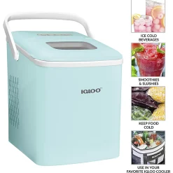 Igloo 26 Lb Automatic Self-Cleaning Portable Countertop Ice Maker With Handle, Aqua