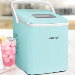 Igloo 26 Lb Automatic Self-Cleaning Portable Countertop Ice Maker With Handle, Aqua