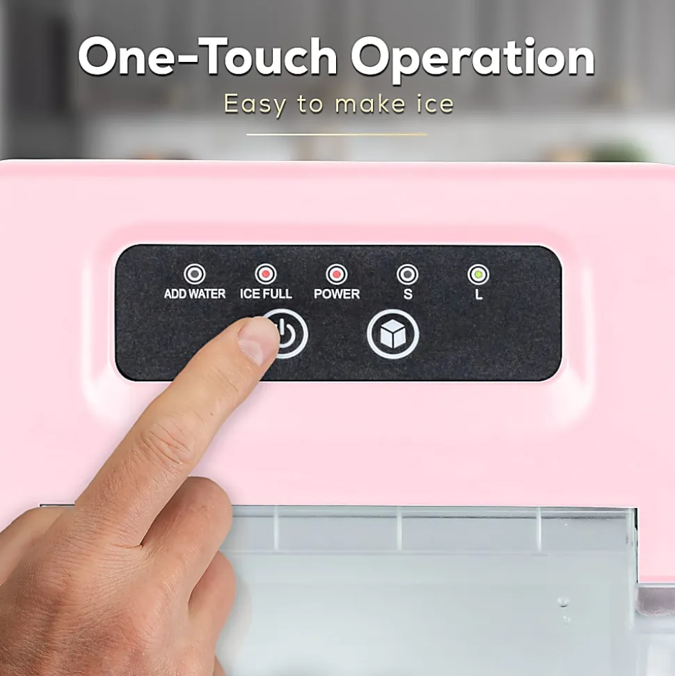 Igloo 26 Lb Automatic Self-Cleaning Portable Countertop Ice Maker Machine With Handle, Pink, Total Qty 1