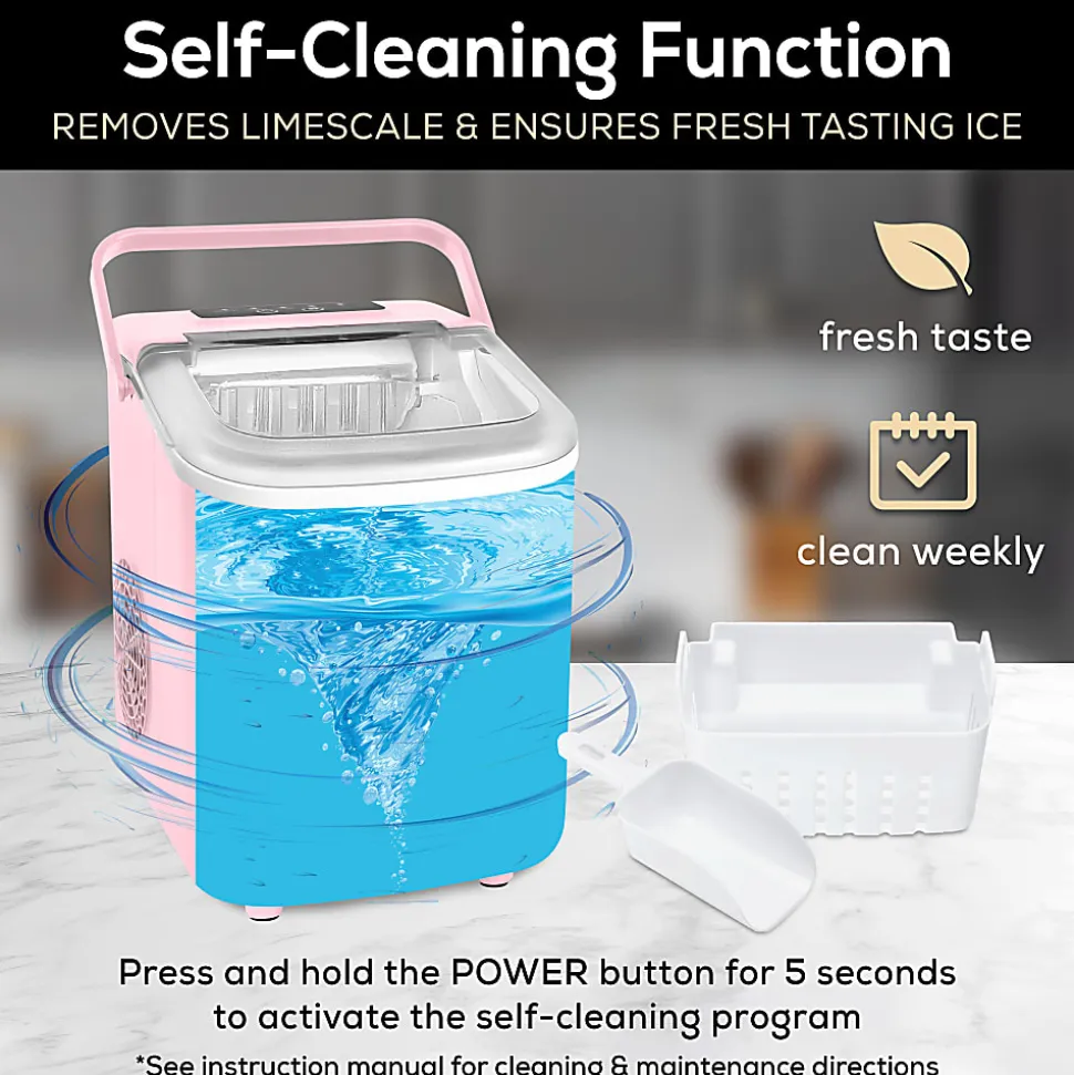 Igloo 26 Lb Automatic Self-Cleaning Portable Countertop Ice Maker Machine With Handle, Pink, Total Qty 1