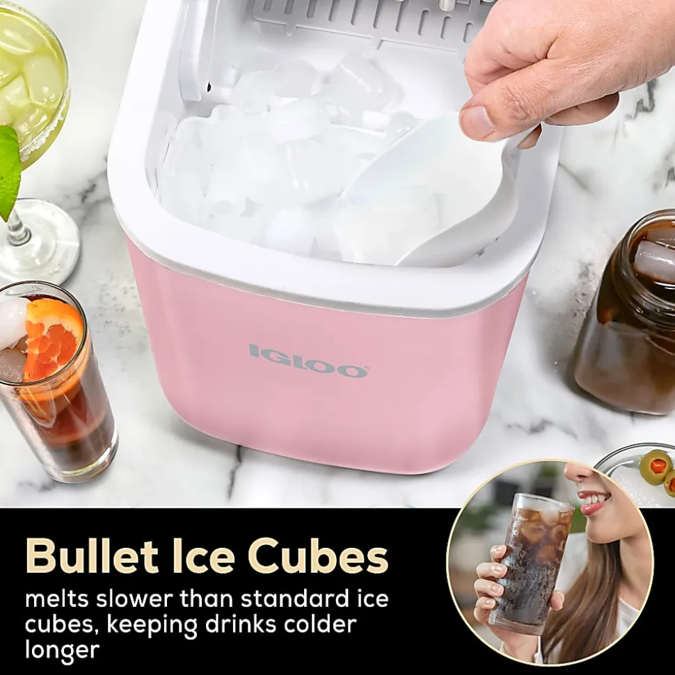 Igloo 26 Lb Automatic Self-Cleaning Portable Countertop Ice Maker Machine With Handle, Pink, Total Qty 1