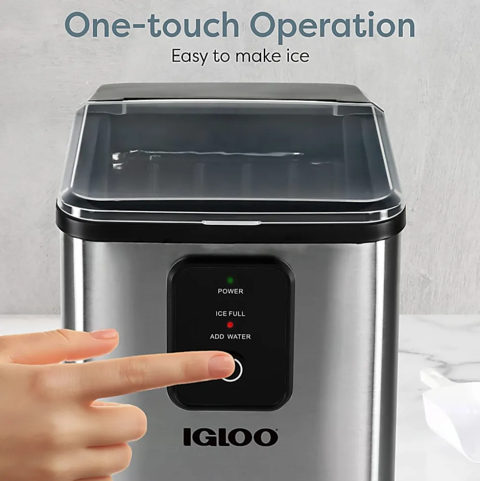Igloo 26 Lb Self-Cleaning Ice Maker, Silver, Total Qty 1