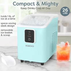 Igloo 26 Lb Self-Cleaning Ice Maker, Aqua, Total Qty 1