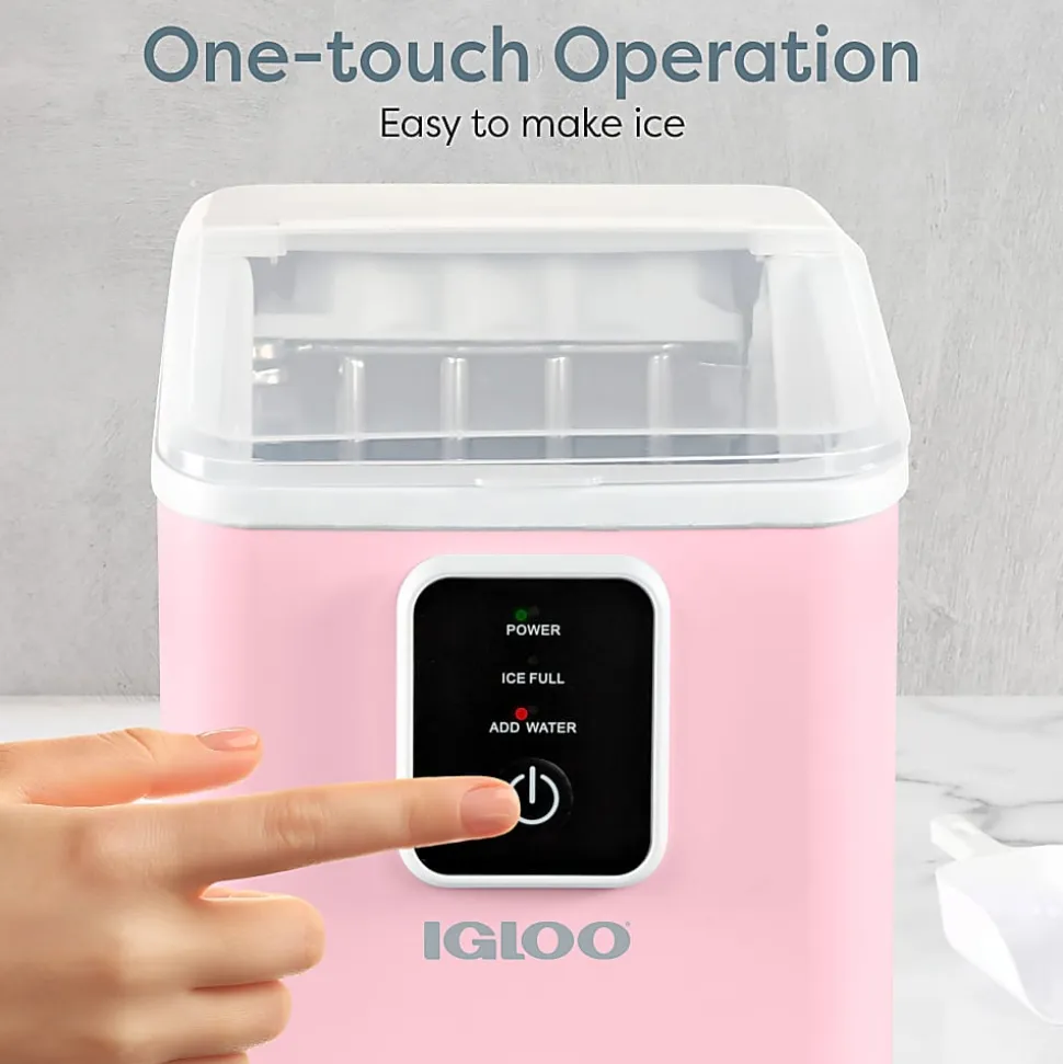 Igloo 26 Lb Self-Cleaning Ice Maker, Pink, Total Qty 1