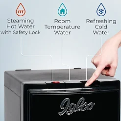 Igloo Retro Hot, Cold & Room Temperature Bottom-Load Water Dispenser, 3-Gallon, Black, Total Qty 1