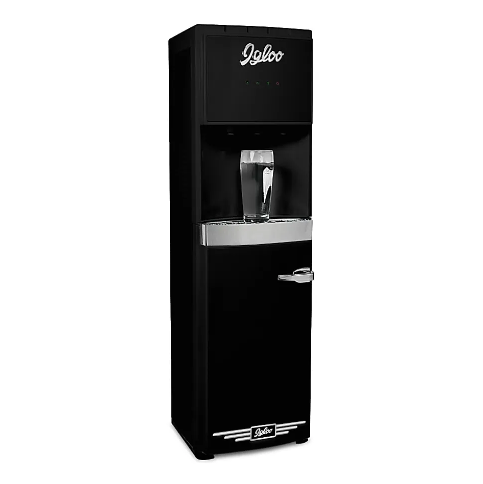 Igloo Retro Hot, Cold & Room Temperature Bottom-Load Water Dispenser, 3-Gallon, Black, Total Qty 1