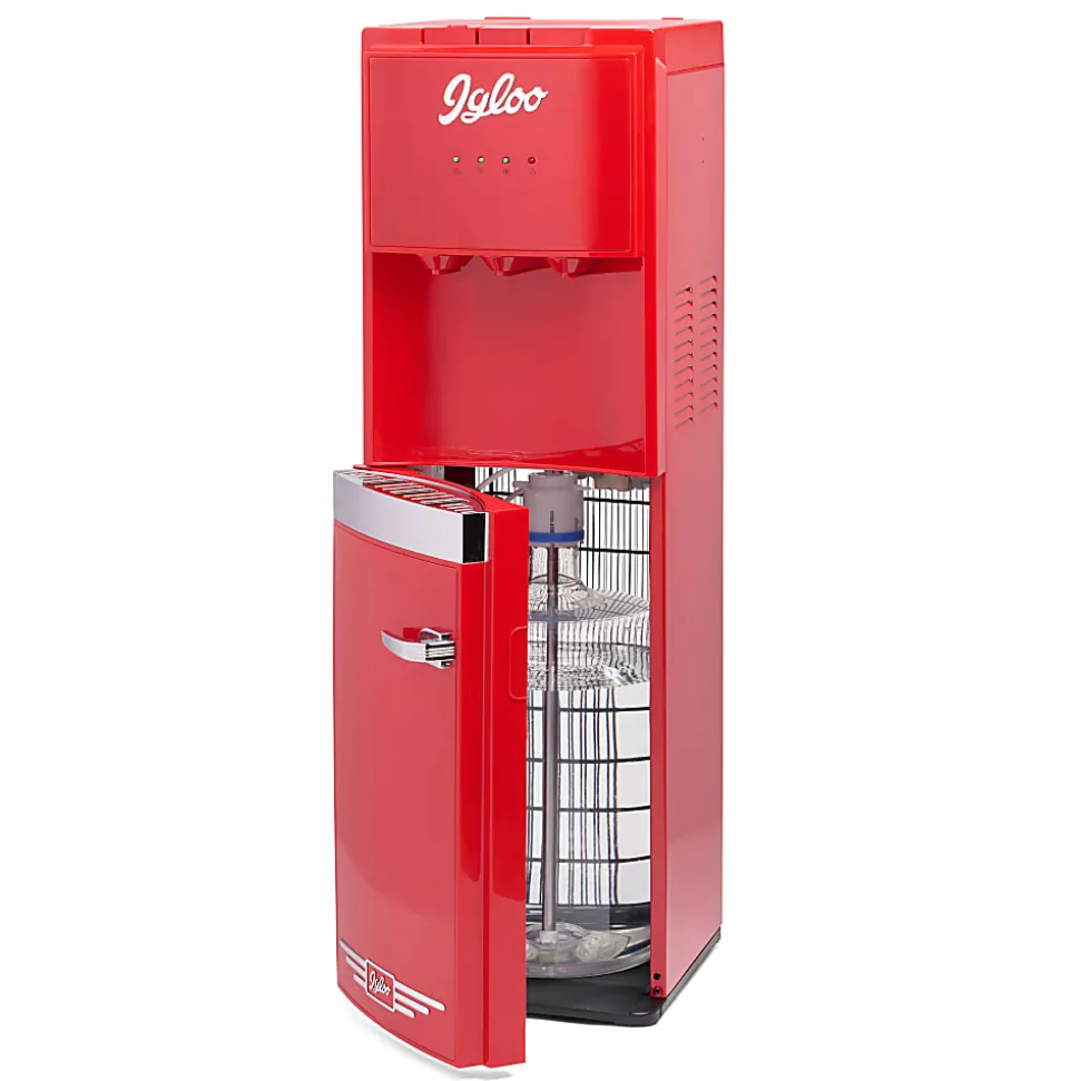 Igloo Retro Hot, Cold & Room Temperature Bottom-Load Water Dispenser, 3-Gallon, Retro Red, Total Qty 1