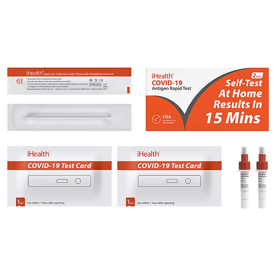 iHealth COVID-19 At Home Antigen Rapid Tests, Pack Of 2 Tests