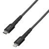 iHome 6' Durastrain Lightning to USB-C Nylon Charge And Sync Cable With Cable Wrap, Black, 2IHLC1023B6L2