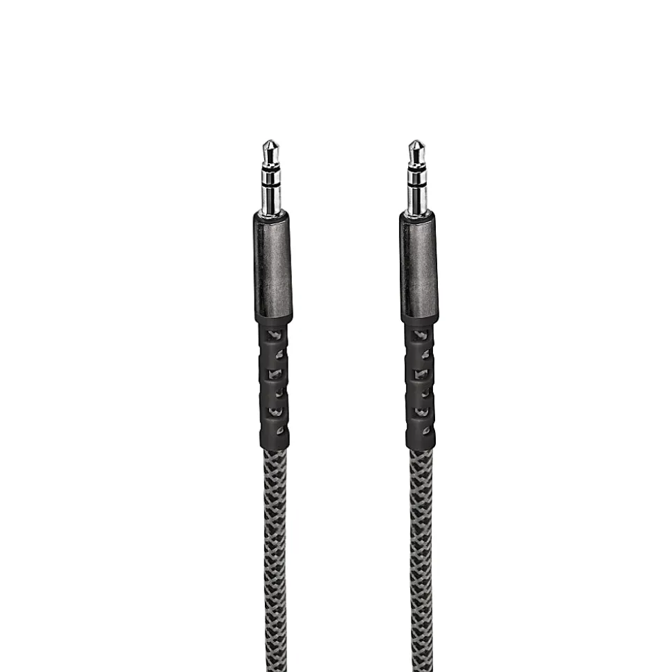 iHome Nylon Braided 3.5MM Audio Cable, 6', Black