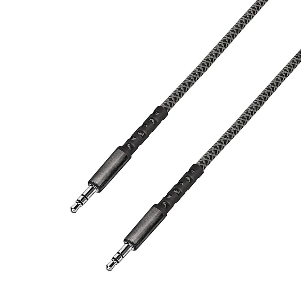 iHome Nylon Braided 3.5MM Audio Cable, 6', Black