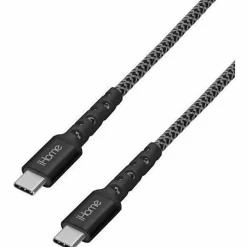 iHome Nylon Braided USB-C To USB-C Cable, 6', Black